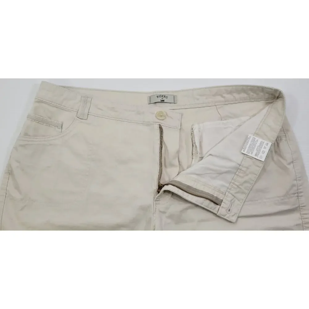 L) Women Riders by Lee Casual Khaki Shorts Size 18M Off-White